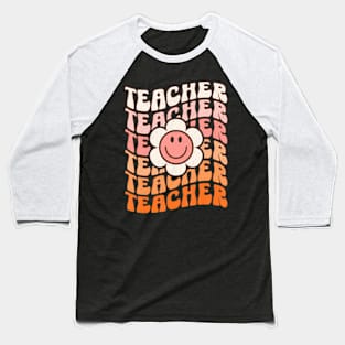 Teacher Daisy Colorful Elementary School Teacher Baseball T-Shirt